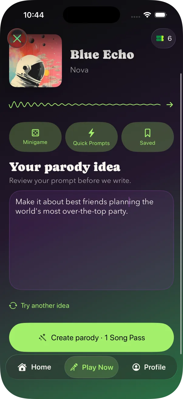Paradaoke custom prompt for adding a personal story